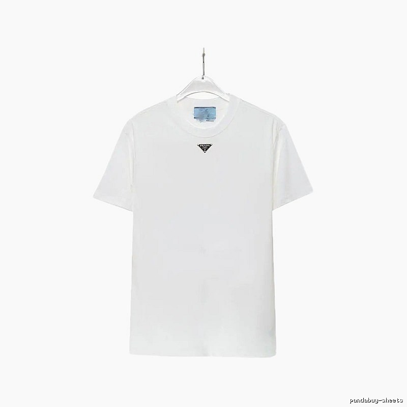 Prada Triangle Logo Minimalist Style White T-Shirt