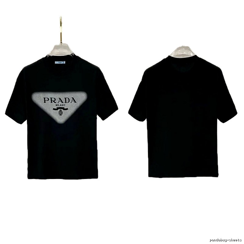 Prada Triangle Logo Trendy Style Black Short-sleeve T-shirt