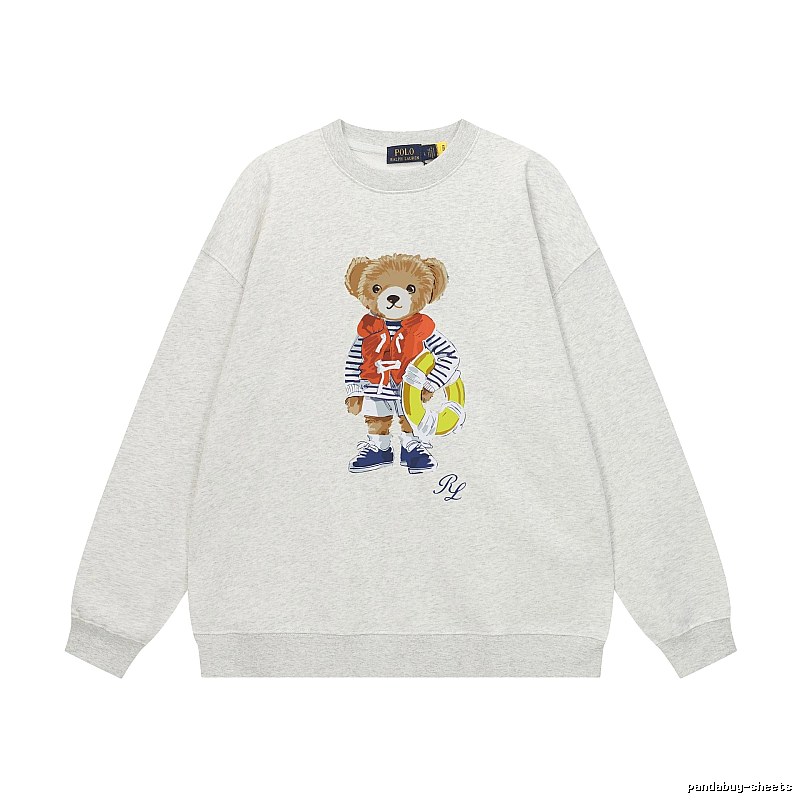 Ralph Lauren Bear Print Light Grey Sweatshirt
