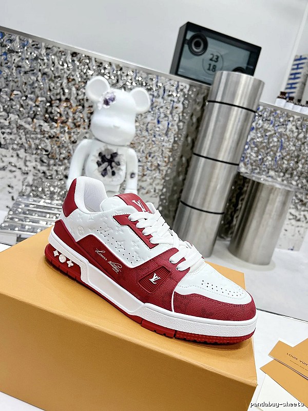 Red White Low-top Sneaker by Louis Vuitton with Red