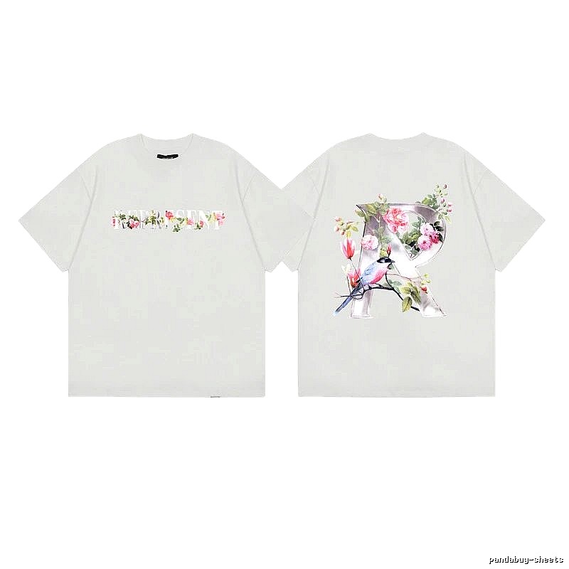 Represent Floral Retro Style Light Grey Short Sleeve T-Shirt
