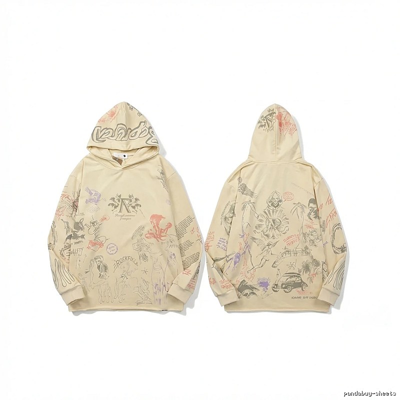 Represent Graffiti Style Beige Hoodie