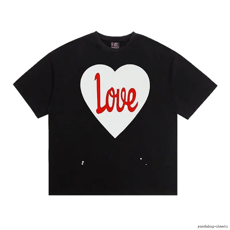 SAINT Heart Print Street Style Black T-Shirt