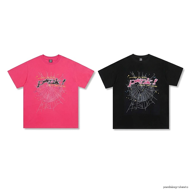 Sp5der Spider Web Style Pink/Black T-shirt