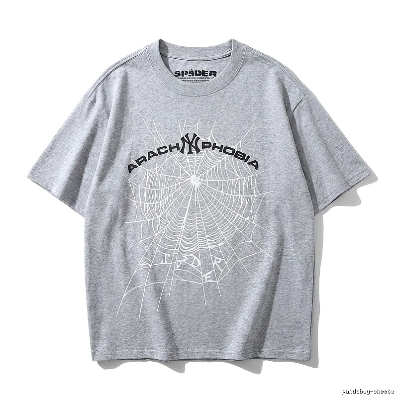 Sp5der Spider Web Trendy Grey T-shirt