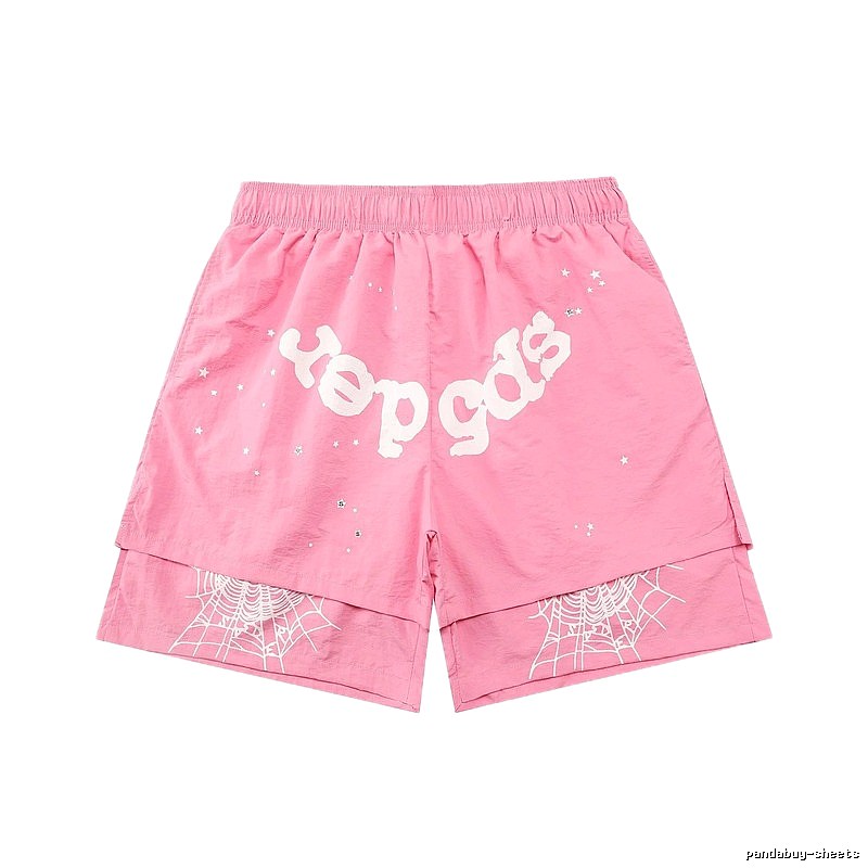 Sp5der star - printed pink shorts