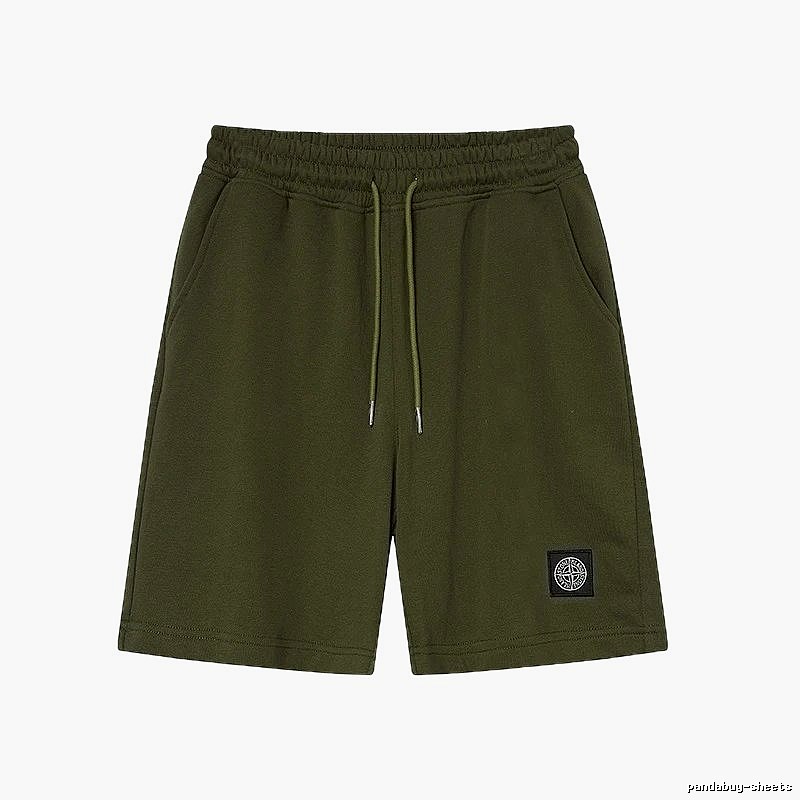 Stone Island Badge Casual Style Army Green Shorts