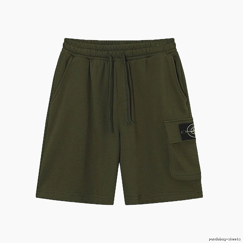 Stone Island Classic Workwear Style Army Green Casual Shorts
