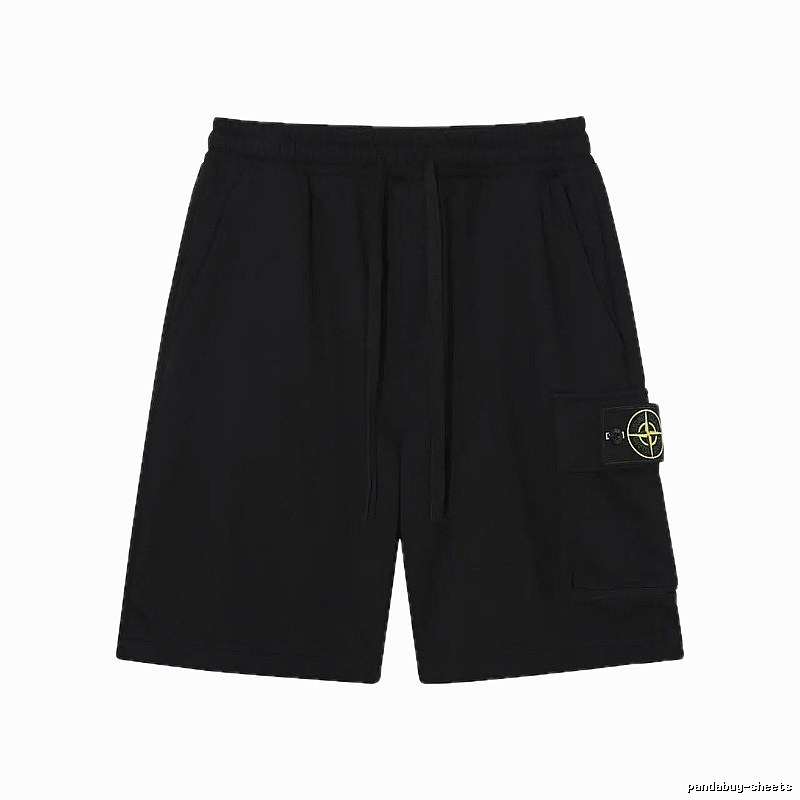 Stone Island Compass Logo Workwear Style Black Shorts