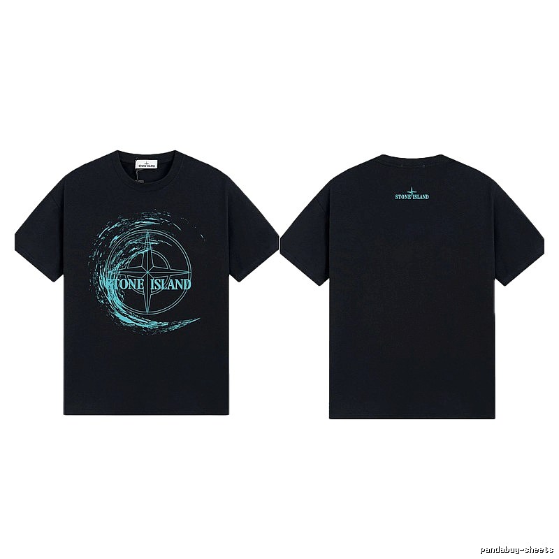 Stone Island Compass Print Street Style Black T-Shirt