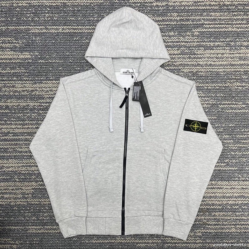Stone Island Heather Gray Zip Hoodie Resort Wear