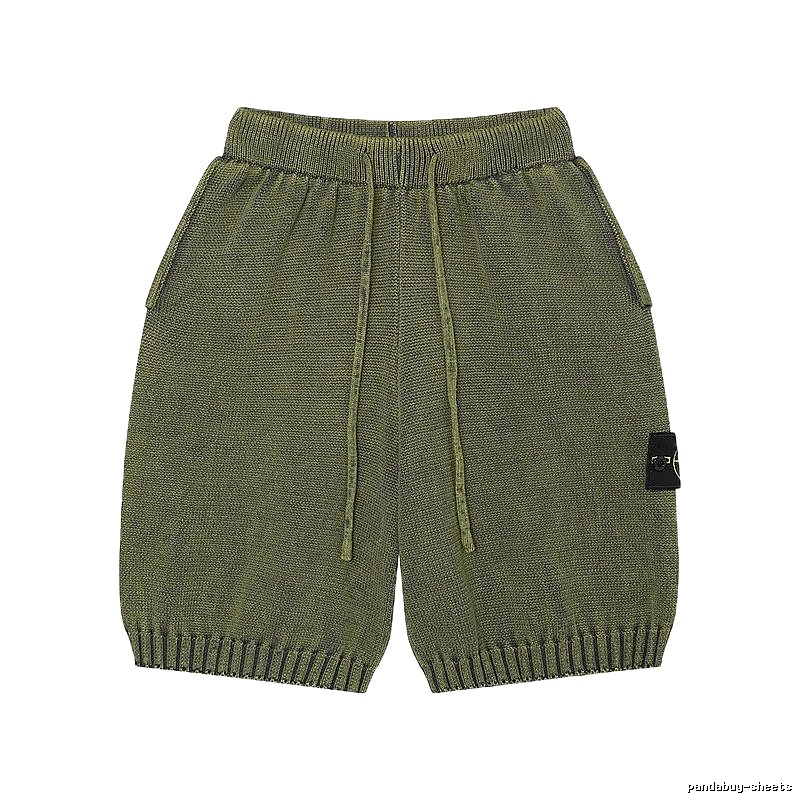 Stone Island Knit Techwear Style Military Green Shorts