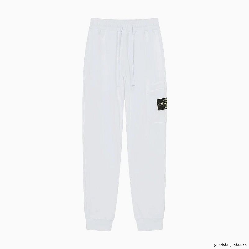 StoneIsland Badge Workwear Style White Sweatpants
