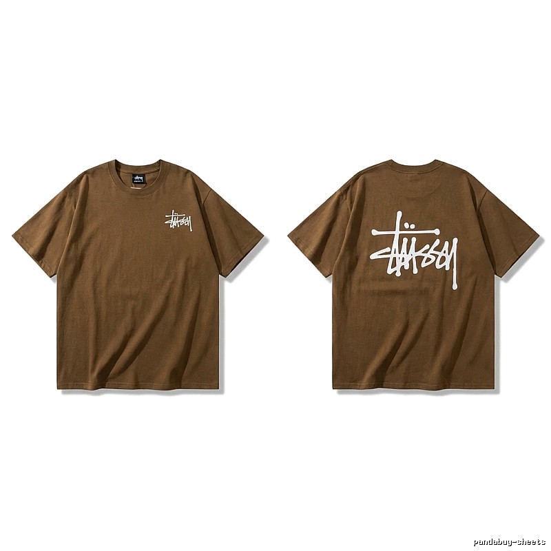 Stussy basic simple style coffee-colored T-shirt