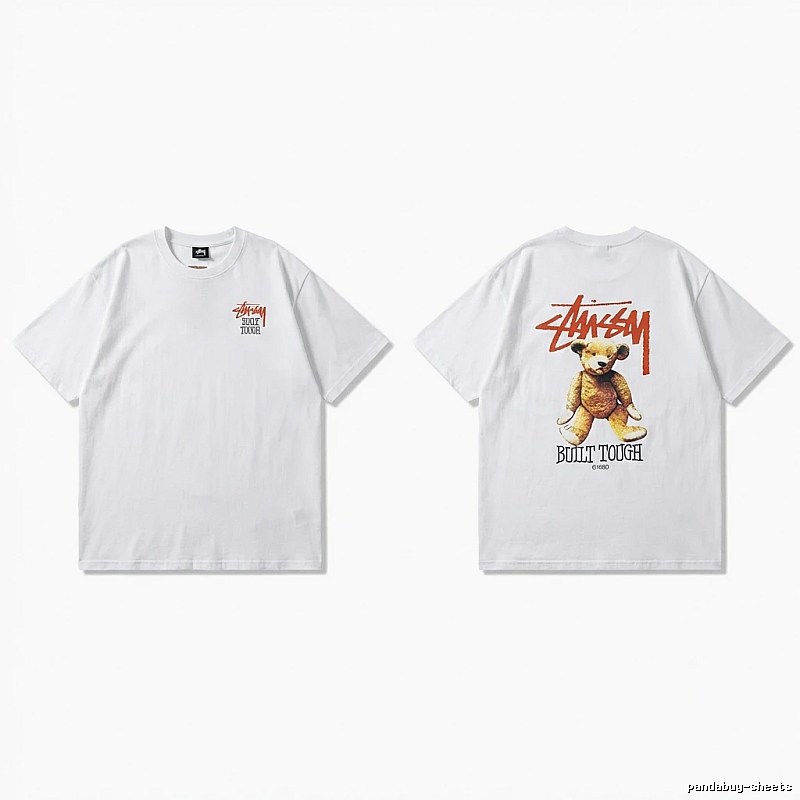 Stussy bear print white T-shirt