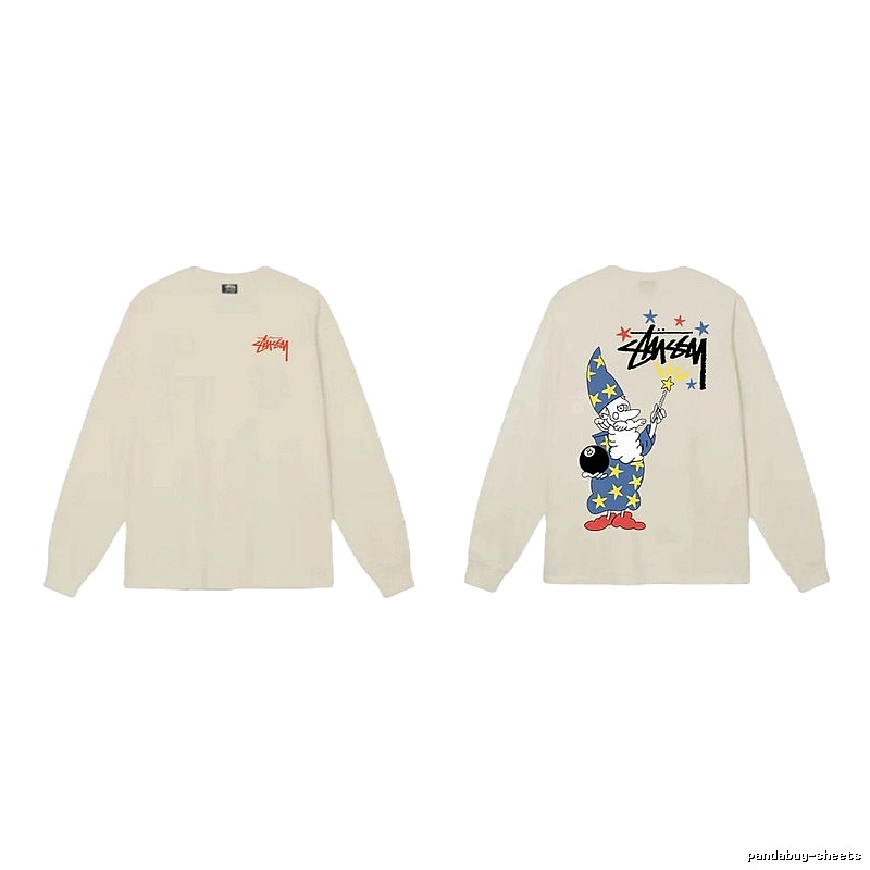 Stussy cartoon print beige long-sleeve