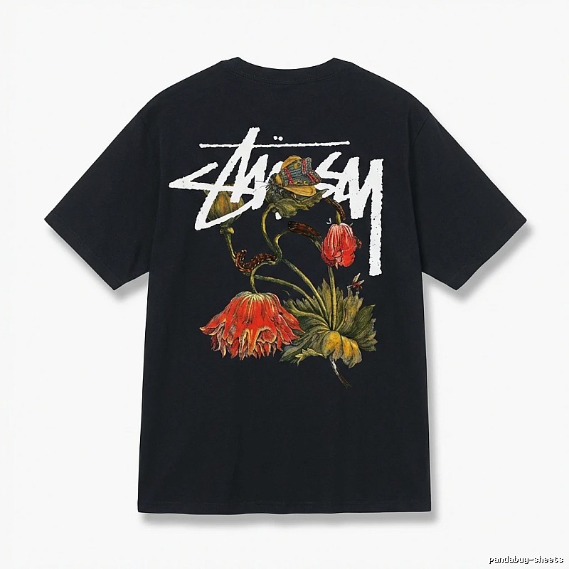 Stussy Floral Style Black T-shirt