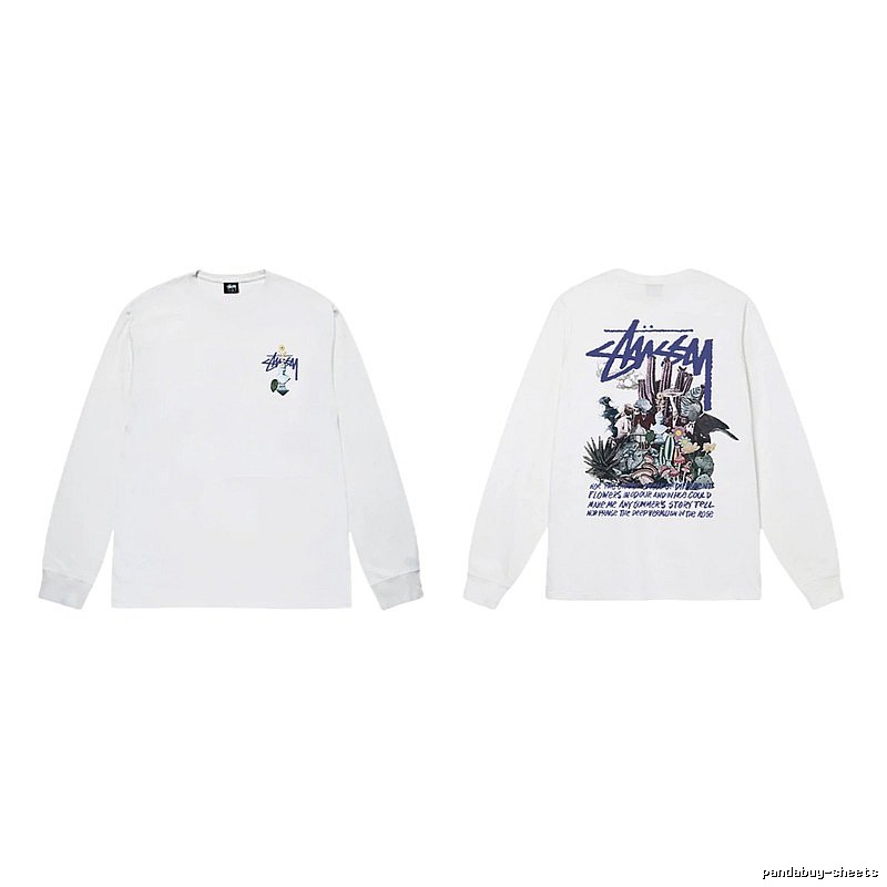Stussy printed trendy white long-sleeve