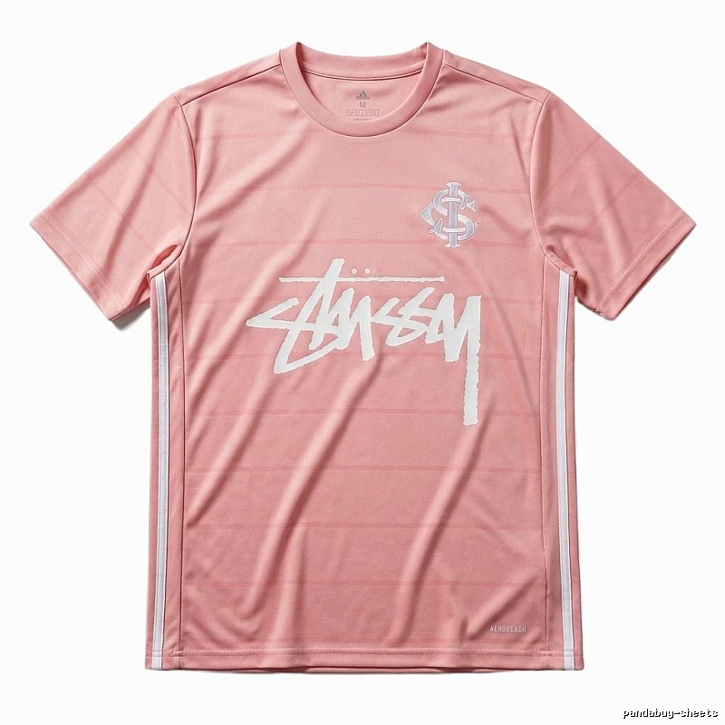 Stussy trendy brand pink striped T-shirt
