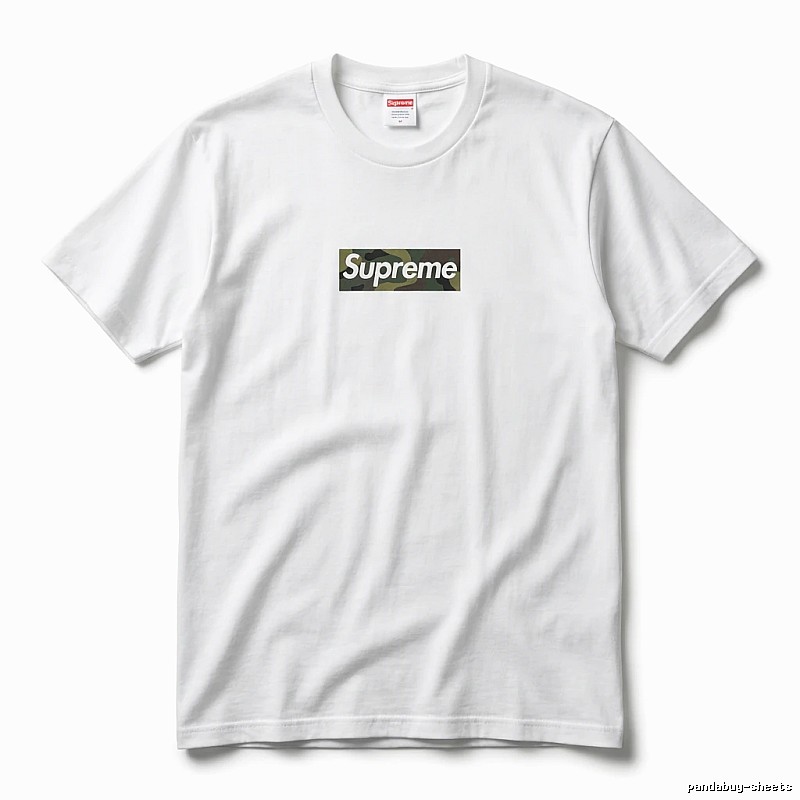 Supreme camouflage-style white T-shirt