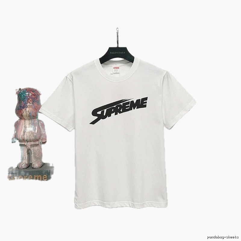 Supreme Slant Logo Printed Street Style White Short-sleeve T-shirt