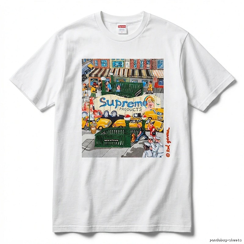 Supreme street style white T-shirt