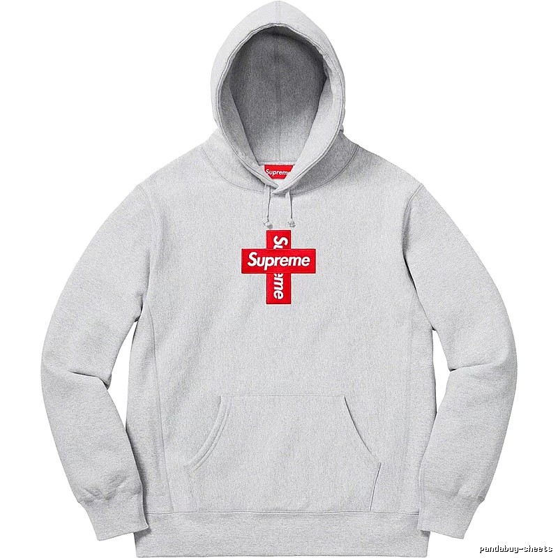 Supreme Streetwear Logo hoodie Gray Red Oversized with Logo Accent
