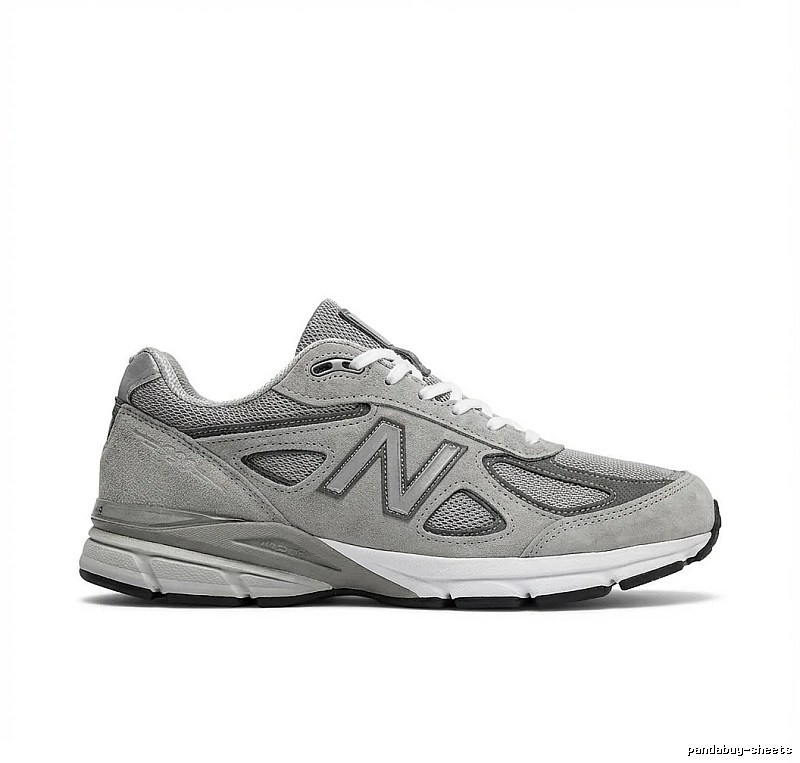 The retro-style gray shoes of the New Balance 990 series