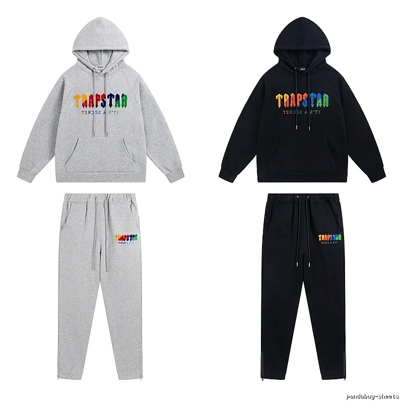 Trapstar Rainbow Wind Grey/Black Hooded Set