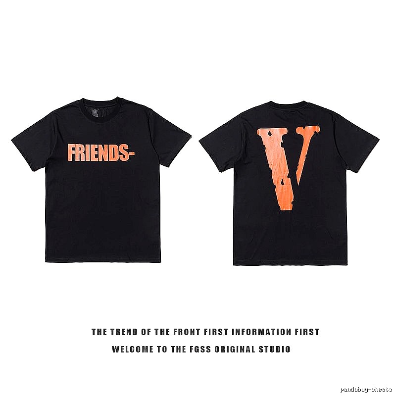 Vlone Urban Logo T-shirt Black Purple Vlone with Statement Pattern