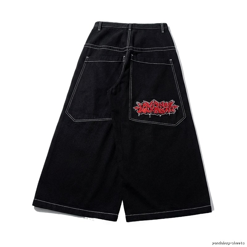 Y2K-style black wide-leg pants